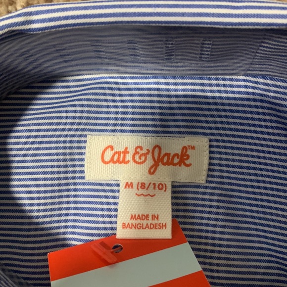 Cat & Jack Stripped Button Down With Tie Size Medium - Picture 3 of 4